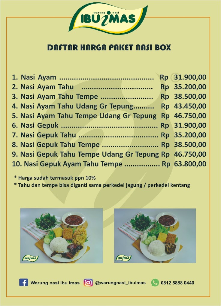 warung nasi ibu imas menu